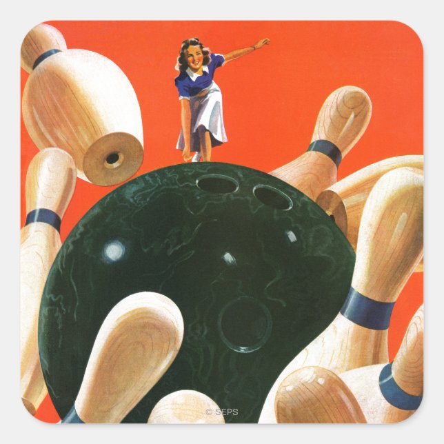 Pegatina Cuadrada Huelga de bolos (Anverso)