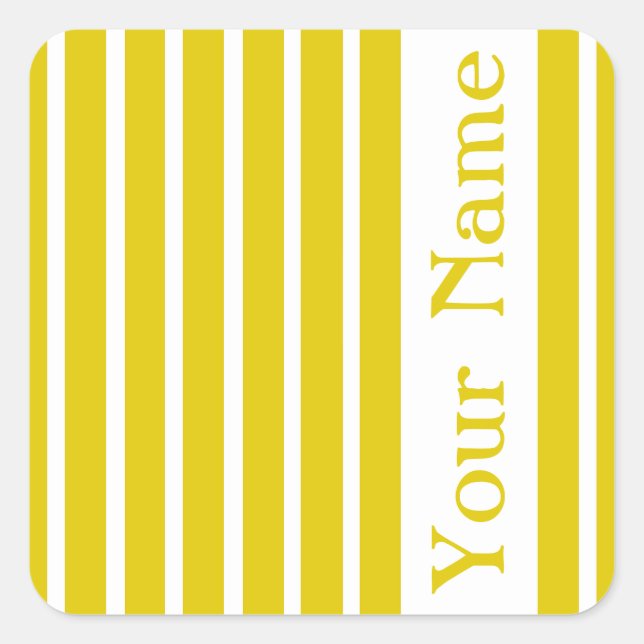 Pegatina Cuadrada Huelga de Safari de la amapola dorada con nombre (Anverso)