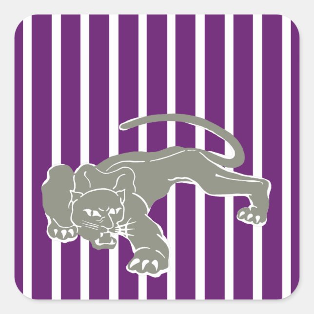 Pegatina Cuadrada Huelga de Safari Violeta Africana con Leopardo (Anverso)
