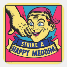 Pegatina Cuadrada Huelga en un medio feliz