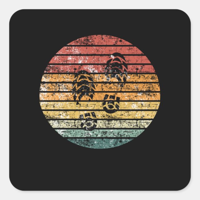 Pegatina Cuadrada Huella de los botes de senderismo (Anverso)