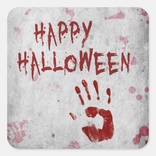 Pegatina Cuadrada Huella Sangrienta Halloween (Anverso)