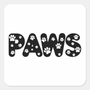 Pegatina Cuadrada Huellas de Perro Texto Personalizado