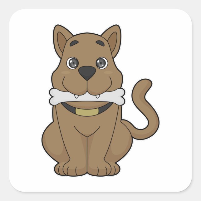 Pegatina Cuadrada Hueso de perro (Anverso)