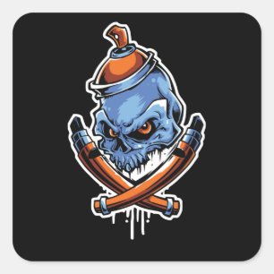 Pegatina Cuadrada Huesos de graffiti