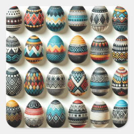 Pegatina Cuadrada Huevo colorido de Pascua