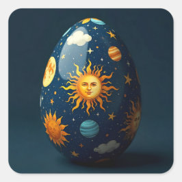 Pegatina Cuadrada Huevo de Pascua Celestial