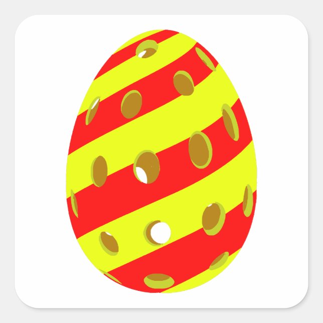 Pegatina Cuadrada Huevo de Pascua de Baloncesto (Anverso)