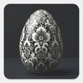 Pegatina Cuadrada Huevo de Pascua de Damasco Negro