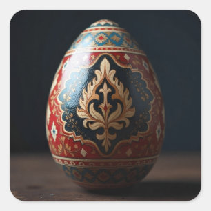 Pegatina Cuadrada Huevo de Pascua de llama turca