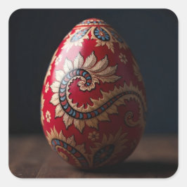 Pegatina Cuadrada Huevo de Pascua de remolino de paisley