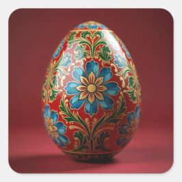 Pegatina Cuadrada Huevo de Pascua Floral Barroco