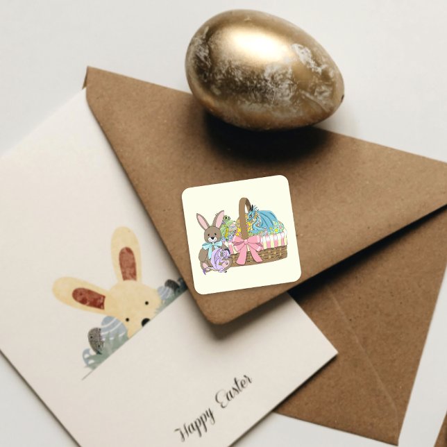 Pegatina Cuadrada Huevos de la cesta de pascua (Subido por el creador)