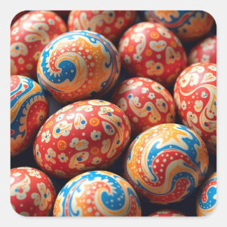Pegatina Cuadrada Huevos de Pascua con Remolinos de Circo