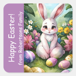 Pegatina Cuadrada Huevos de Pascua de Floral de Lavender