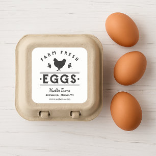 Pegatina Cuadrada Huevos frescos de granja personalizados