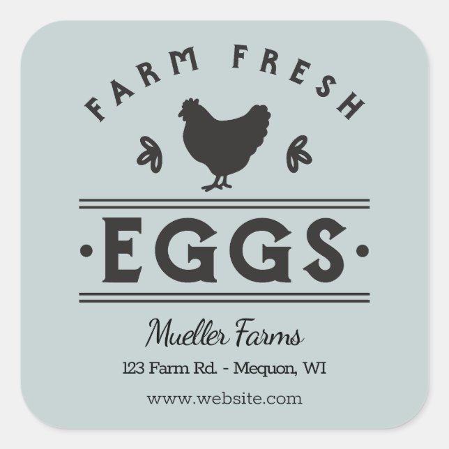 Pegatina Cuadrada Huevos frescos de la granja personalizada Light Mi (Anverso)