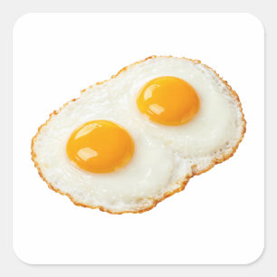 Pegatina Cuadrada Huevos Fritos Sunny Side Up Blancos