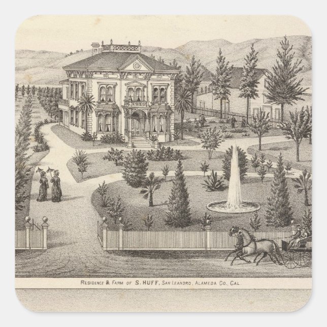 Pegatina Cuadrada Huff, residencias Owen (Anverso)