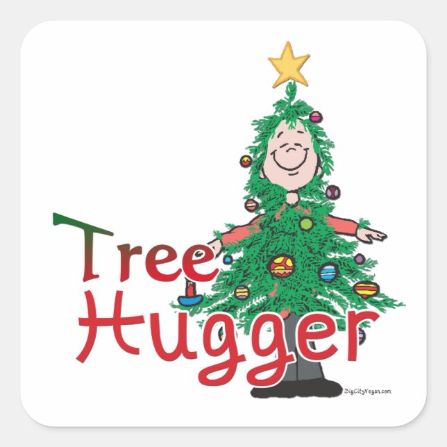 Pegatina Cuadrada Hugger de árbol de Navidad (Anverso)