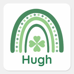 Pegatina Cuadrada Hugh Name Clover Boho Rainbow