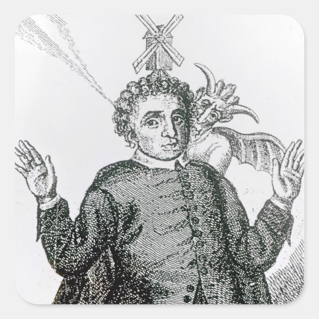 Pegatina Cuadrada Hugh Peter fiery predicador del ejército (Anverso)