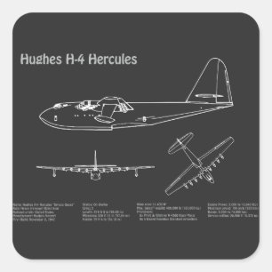 Pegatina Cuadrada Hughes H-4 Hércules Spruce Goose - Planes de avión