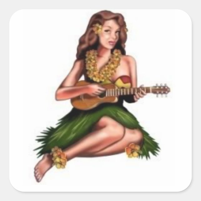 Pegatina Cuadrada hula girl stickers (Anverso)