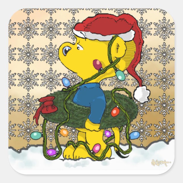 Pegatina Cuadrada Hula Wreath de Ferald (Anverso)