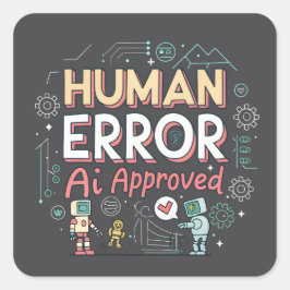 Pegatina Cuadrada Human Error AI Approved Robot Art