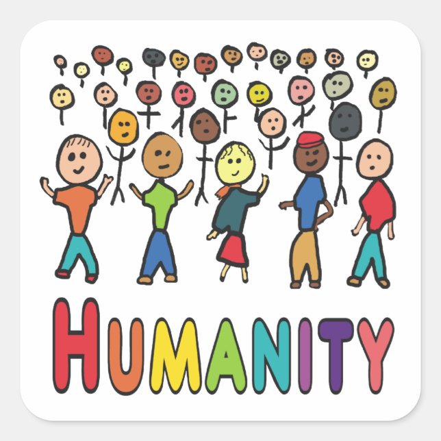 Pegatina Cuadrada Humanidad (Anverso)