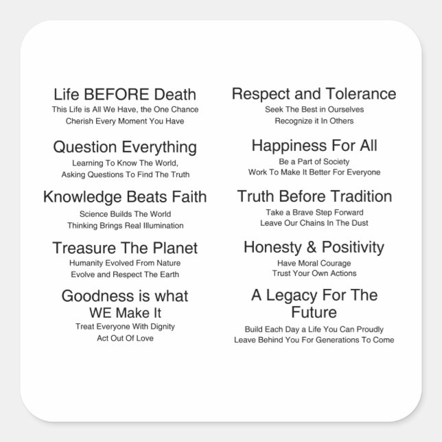 Pegatina Cuadrada Humanos (Anverso)