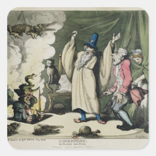 Pegatina Cuadrada Humbugging o criar al diablo, 1800