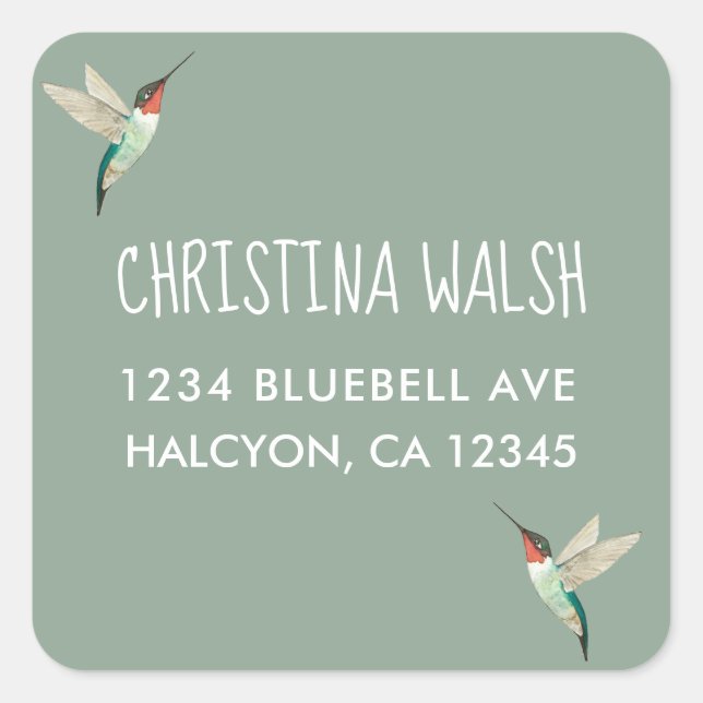 Pegatina Cuadrada Hummingbird (Anverso)