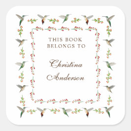 Pegatina Cuadrada  Hummingbird Bookplate