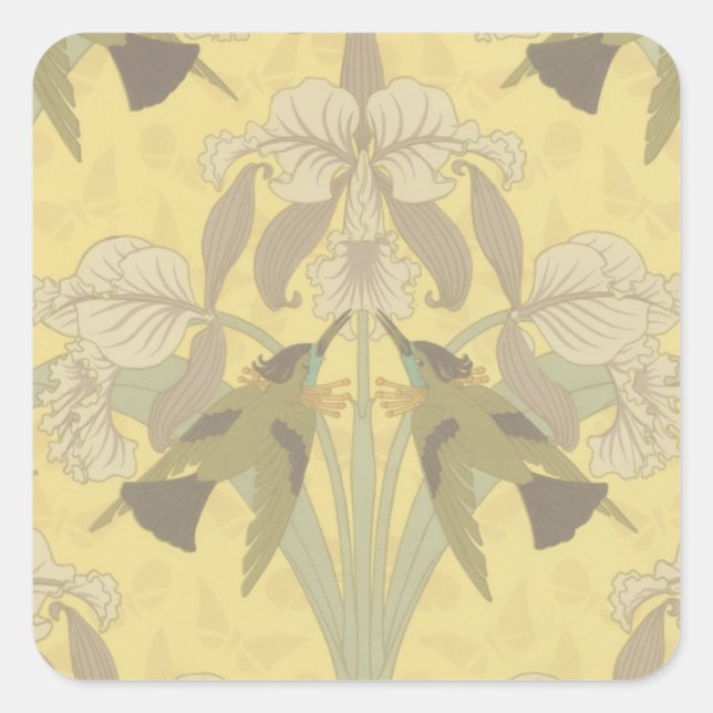Pegatina Cuadrada Hummingbird e Iris (Anverso)