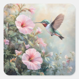 Pegatina Cuadrada Hummingbird Garden