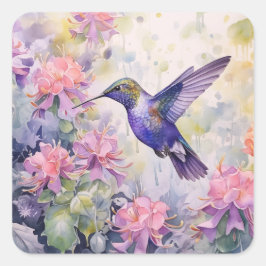 Pegatina Cuadrada Hummingbird Garden