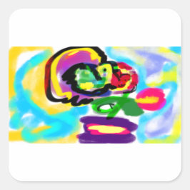 Pegatina Cuadrada Hummingbird spring 