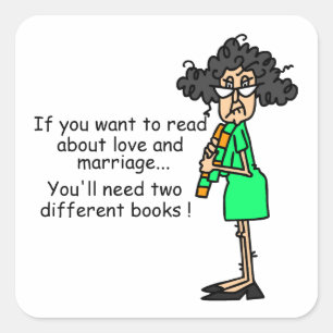 Pegatina Cuadrada Humor de amor y matrimonio
