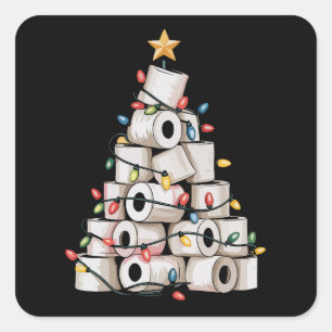 Pegatina Cuadrada Humor de árbol de papel higiénico del baño de Navi