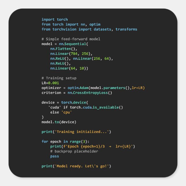 Pegatina Cuadrada Humor de Codificación - Lógica de Desarrollador y  (Anverso)
