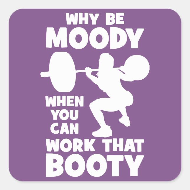 Pegatina Cuadrada Humor de entrenamiento - Trabajo que booty, Gimnas (Anverso)