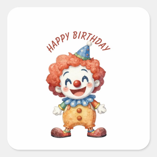 Pegatina Cuadrada Humor de payaso de circo (Anverso)