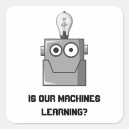 Pegatina Cuadrada Humor de tecnología de aprendizaje automático