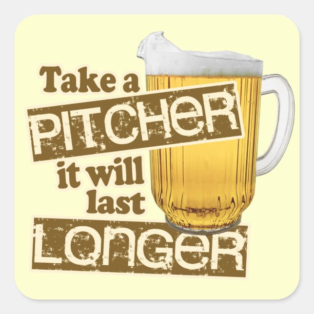 Pegatina Cuadrada Humor divertido de beber cerveza (Anverso)