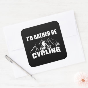 Pegatina Cuadrada Humor en Bicicleta de Montaña - Ciclismo Divertido