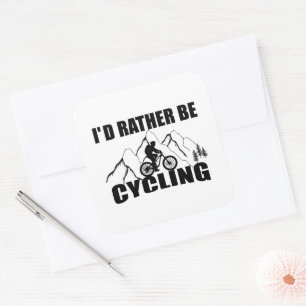 Pegatina Cuadrada Humor en Bicicleta de Montaña - Ciclismo Divertido