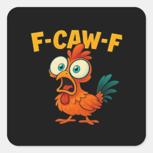 Pegatina Cuadrada Humor Gracioso Cuervo F-Caw-F Gótico