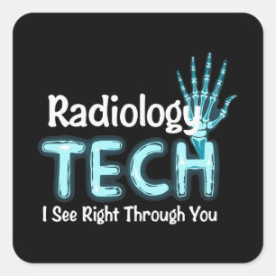 Pegatina Cuadrada Humor tecnológico radiológico X Ray